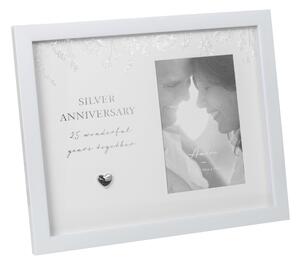 Amore Silver Wedding Anniversary Photo Frame White