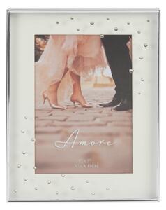 Amore Silver Plated Crystal Box Photo Frame Silver