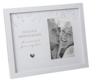 Amore Golden Wedding Anniversary Photo Frame White