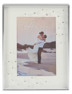 Amore Silver Plated Crystal Box Photo Frame Silver