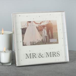 Amore Mr & Mrs Box Silver Plated Crystal Photo Frame Silver