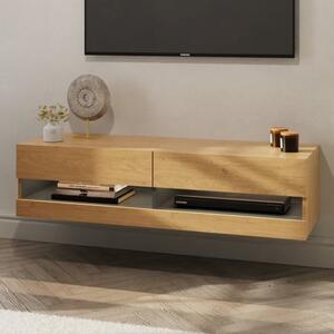 Langley 120cm Wooden TV Stand In Oak And Anthracite With LED