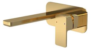 Windon Wall Mounted 2 Tap Hole Basin Mixer Tap with Plate Brass