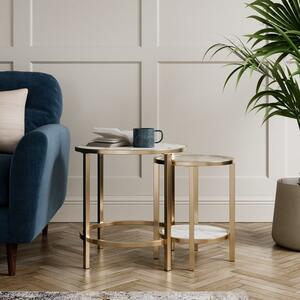 Sofia Faux Marble Top Nest of Tables, Gold