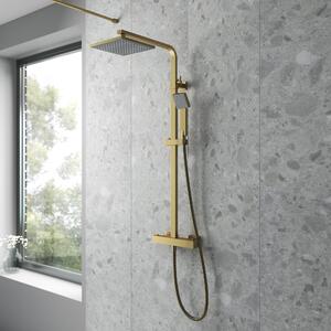 Square Thermostatic Bar Valve and Shower Kit Brass