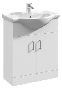 Mayford 2 Door Vanity Unit with Round Basin Gloss White