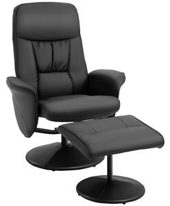 HOMCOM Executive Recliner Chair High Back and Footstool Armchair Lounge Seat Black