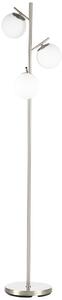 HOMCOM 3-Light Tree Floor Lamps for Living Room, Modern Standing Lamp for Bedroom with Globe Lampshade, Steel Base, (Bulb not Included), Silver