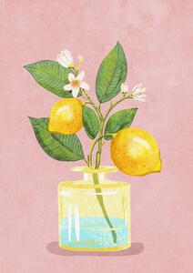Illustration Lemon Bunch In Vase, Raissa Oltmanns, (30 x 40 cm)