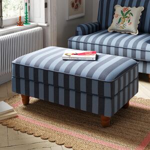 Beatrice Two Tone Woven Stripe Large Storage Footstool Woven Stripe Navy