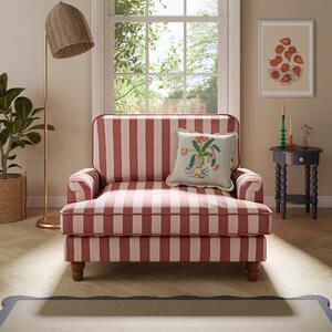 Beatrice Two Tone Woven Stripe Snuggle Chair Woven Stripe Cranberry