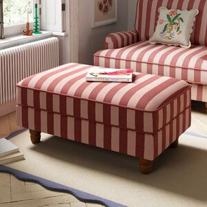 Beatrice Two Tone Woven Stripe Large Storage Footstool Woven Stripe Cranberry