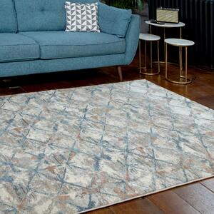 Blue Distressed Waves Rugs - Riviera - 60cm x 110cm
