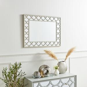 Patterned Edge Rectangle Overmantel Wall Mirror Beige