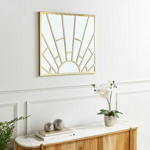 Sun Rays Square Wall Mirror Gold