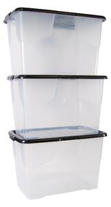 Set of 3 Strata 65L Curve Storage Box with Lids Clear