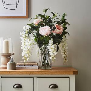 Artificial Peony and Wisteria in Vase Pink