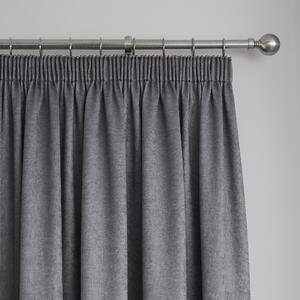 Fusion Galaxy Dim Out Woven Charcoal Pencil Pleat Curtains Dark Grey