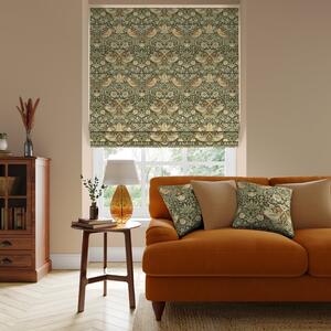 William Morris At Home Strawberry Thief Made To Measure Roman Blind Green