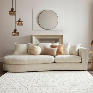 Blake Curved Arm Scatter Back Soft Texture Chenille Light Natural Corner Chaise Soft Texture Chenille Light Natural
