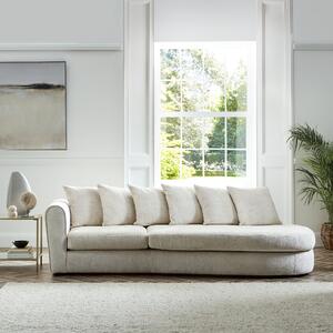 Blake Curved Arm Scatter Back Soft Texture Chenille Light Natural Corner Chaise Soft Texture Chenille Light Natural