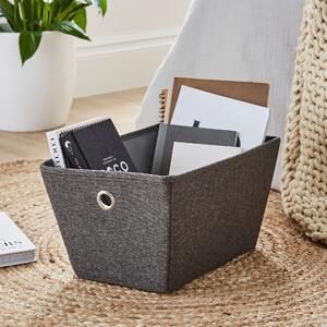 Faux Linen Tapered Basket Grey
