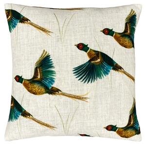 Country Flying Pheasants Cushion Blue/Yellow/White