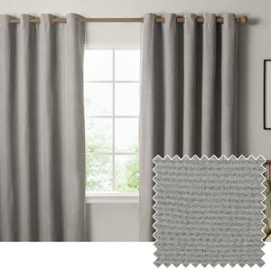 Furn Ultimate Textured Woven Ready Made Eyelet Blackout Curtains Grey