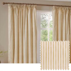 Yard Hebden Cotton Ready Made Pencil Pleat Curtains Honey Yellow