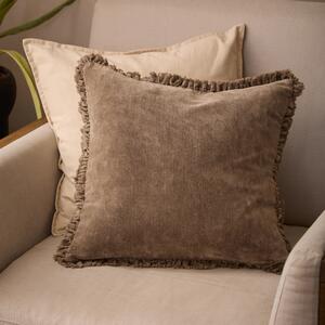 Yard Bertie Cotton Velvet 45cm x 45cm Filled Cushion Chocolate