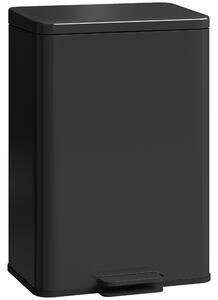 HOMCOM 20L Kitchen Bin with Soft-Close Lid, Stay-Open Function, Stainless Steel Pedal Bin with Removable Inner Bucket, Matte Black Aosom UK