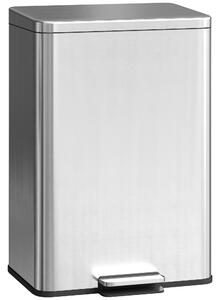HOMCOM 20L Kitchen Bin with Soft-Close Lid and Stay-Open Function, Stainless Steel Pedal Bin with Removable Inner Bucket for Kitchen, Office, Home, Silver Tone