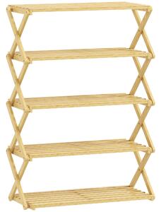 HOMCOM 5-Tier Bamboo Shoe Rack, No Assembly - Natural