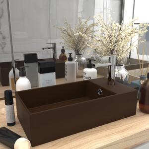 Bathroom Sink with Overflow Ceramic Dark Brown