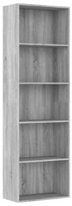 5-Tier Book Cabinet Grey Sonoma 60x30x189 cm Engineered Wood