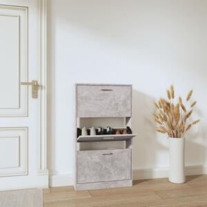 Shoe Cabinet Concrete Grey 59x17x108 cm Engineered Wood