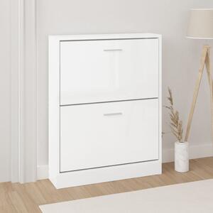 Shoe Cabinet High Gloss White 59x17x81 cm Engineered Wood