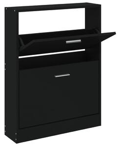 Shoe Cabinet Black 59x17x81 cm Engineered Wood