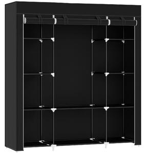 HOMCOM Portable Fabric Wardrobe with 10 Shelves, 1 Hanging Rail, Foldable Closet Storage, 150 x 43 x 162.5 cm, Black Aosom UK