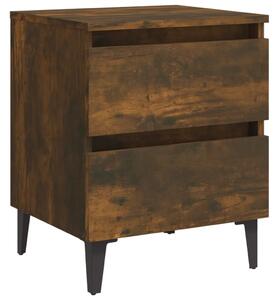 Bed Cabinet with Metal Legs Smoked Oak 40x35x50 cm