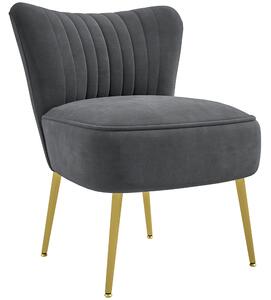 HOMCOM Modern Accent Chair, Upholstered Living Room Chair with Gold Tone Steel Legs, Wingback Armless Chair, Grey Aosom UK