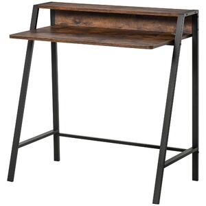 HOMCOM Writing Desk with Storage Shelf and Metal frame, Computer Table, Home Office PC Laptop Workstation, Rustic Brown Aosom UK
