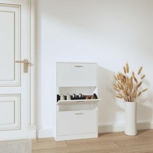 Shoe Cabinet High Gloss White 59x17x108 cm Engineered Wood