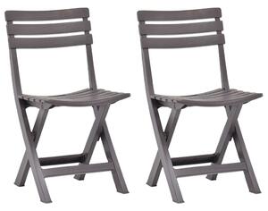 Folding Garden Chairs 2 pcs Plastic Mocha