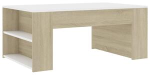 Coffee Table White and Sonoma Oak 100x60x42 cm Engineered Wood