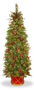 Colonial Fir Pre Lit Warm White LED 6ft Christmas Tree with Red Drum