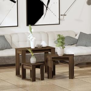 Nesting Tables 3 pcs Brown Oak Engineered Wood