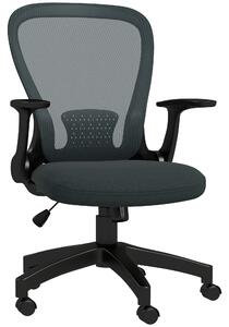 Vinsetto Ergonomic Office Chair, Mesh Desk Chair with Flip-up Armrest, Lumbar Back Support, Swivel Wheels, Grey