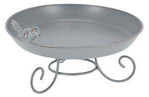 Fallen Fruits Grey Metal Standing Bird Bath