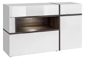 Carlisle High Gloss Sideboard In White And Elm With LED